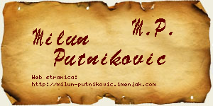Milun Putniković vizit kartica